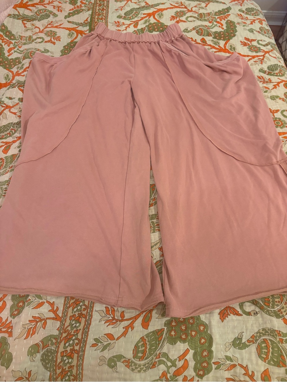 Wide-Leg Soft Pink Women's Palazzo Pants with Large Pockets